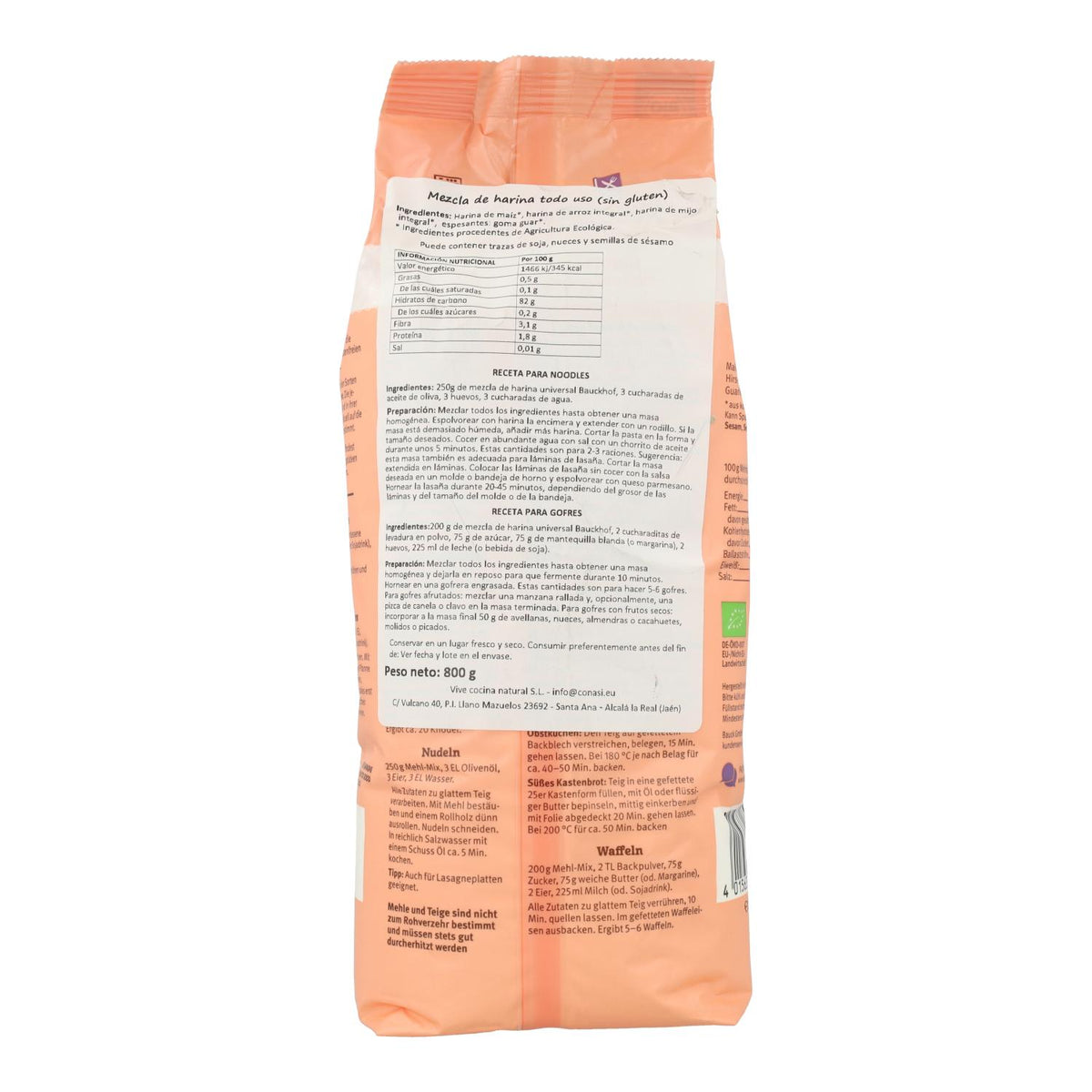 Mezcla harinas sin gluten todo uso, ecológica Bauckhof 800 g