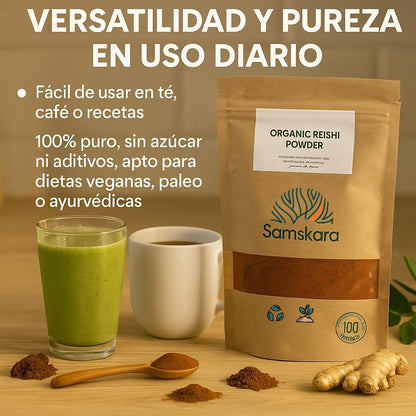 Reishi En Polvo Bio - 500g (5 X 100g Envases Retail) | Complejo De Hongos Ecológico Vegano Para Café Y Smoothies_3