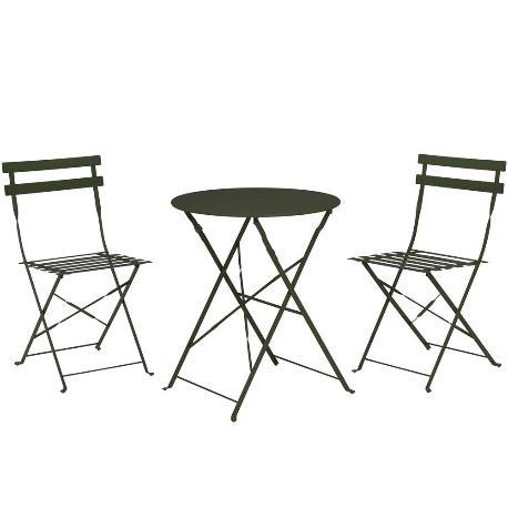 Mesa plegable 60 cm + 2 sillas bistro conjunto verde
