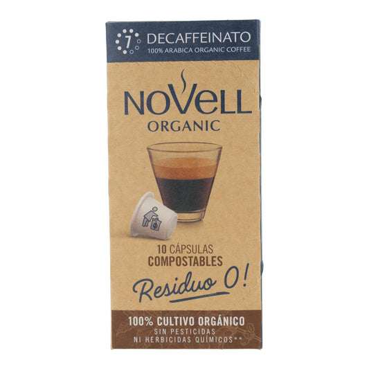 Cápsulas compostables de café descafeinado para nespresso Novell 10 unidades