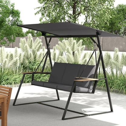 Columpio De Jardín Outsunny Metal, Poliéster Gris Carbón 222x131x175 Cm_1