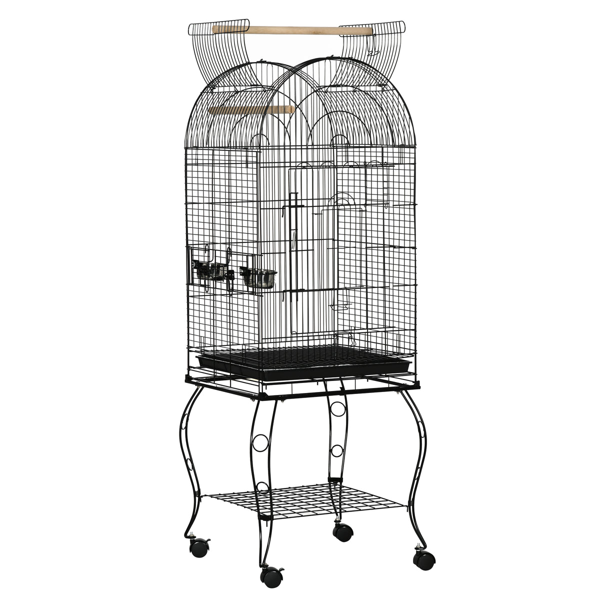 Jaula Para Pájaros Pawhut Acero Negro 51x51x153 Cm_0
