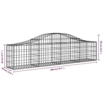 Cestas De Gaviones 11 Uds Forma De Arco Hierro 200x30x40/60 Cm_5