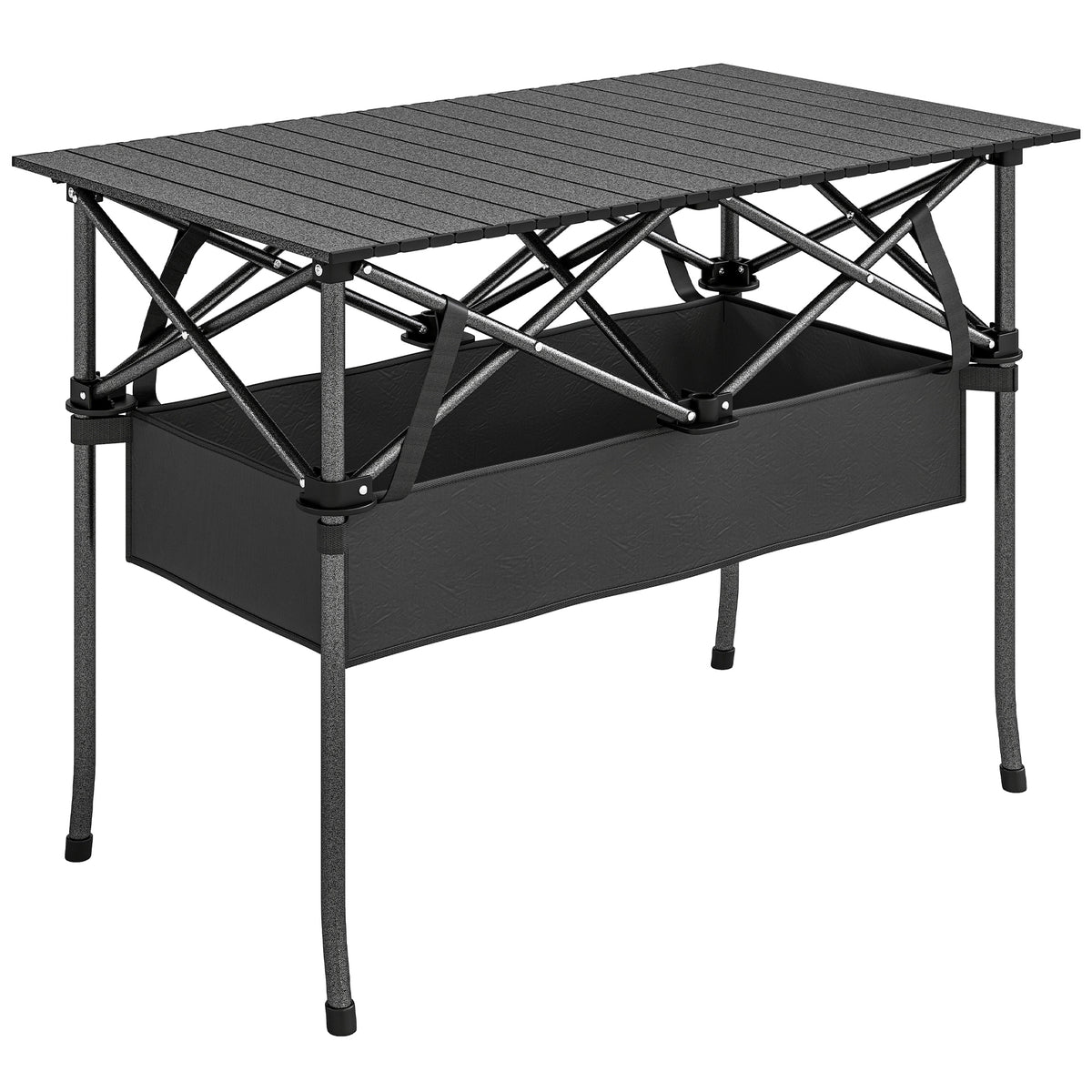 Mesa De Camping Outsunny Aluminio, Metal Negro 93x55x68 Cm_0