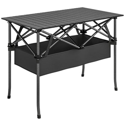 Mesa De Camping Outsunny Aluminio, Metal Negro 93x55x68 Cm_0