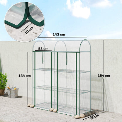 Invernadero Outsunny Acero, Plástico Transparente 143x46x164 Cm_2
