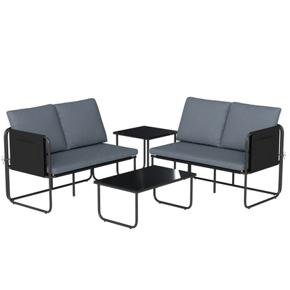 Muebles De Jardín Outsunny Acero, Textilene Gris 113x64x71 Cm_0