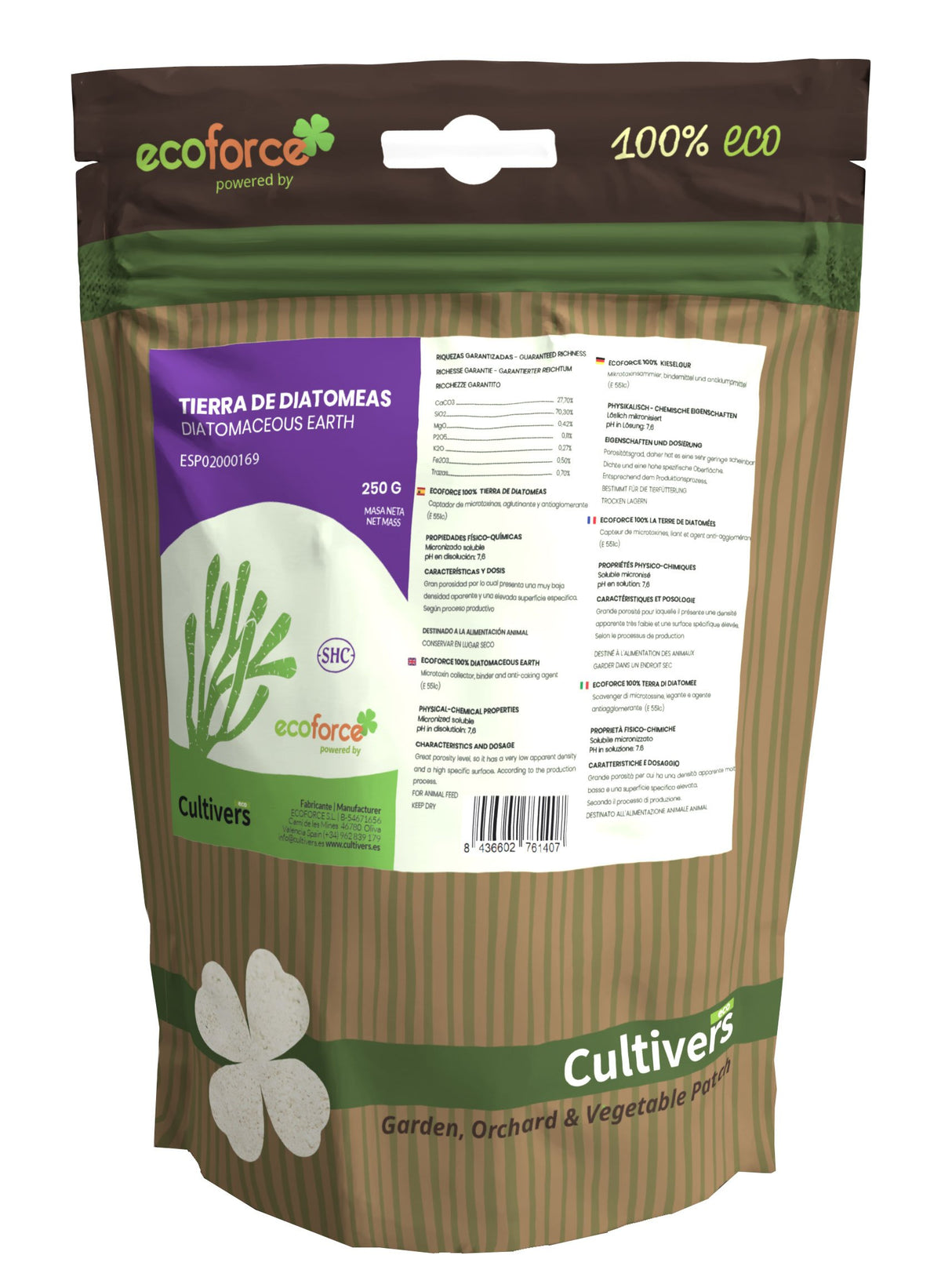 Cultivers Tierra Diatomeas Micronizada 250 G Polvo Ultrafino Natural Certificada Ecocert Materia Prima De Algas…_0