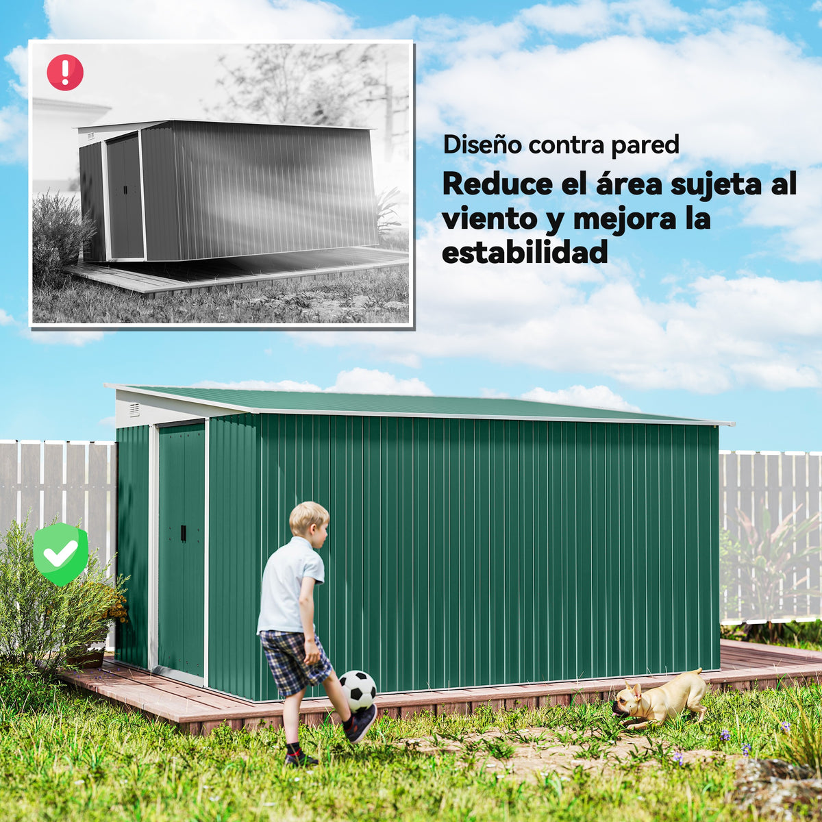 Cobertizo De Jardín Outsunny Acero Galvanizado Verde 280x345x201 Cm 845-529v00gn_5