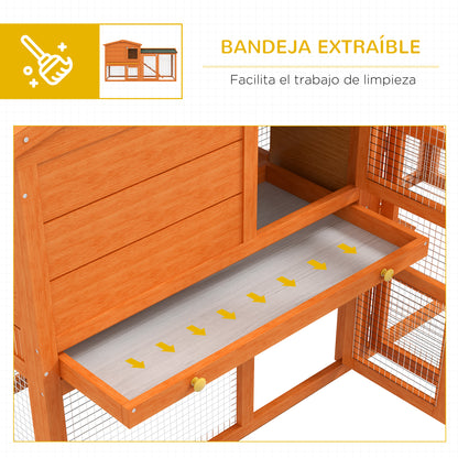 Conejera De Madera Pawhut Madera De Abeto Rojo 150x45x85 Cm_5