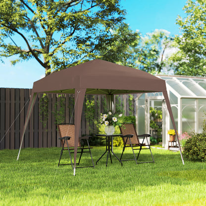 Carpa Plegable Outsunny Tela Oxford, Acero Café 240x240x250 Cm_1