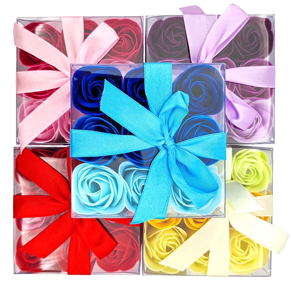 Caja 9 Rosas De Jabón (azul) - Flores Con Pétalos De Jabón Perfumados - Regalo Original Para Días Especiales_3