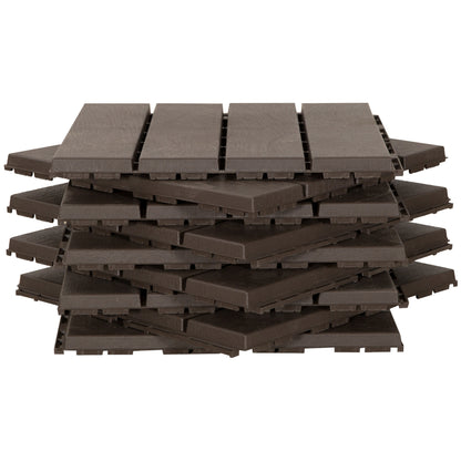 Baldosas Cuadradas Outsunny Marrom De 9 Piezas 30x30x2 Cm_4