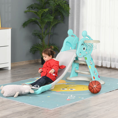 Tobogán Para Niños Homcom Azul Gris 147x82x85,5 Cm Hdpe Y Pp_1