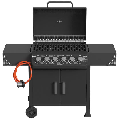 Barbacoa De Gas Outsunny Metal, Acero Inoxidable Negro 135x51x101 Cm_4
