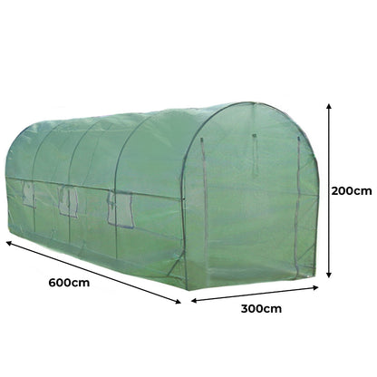 Invernadero Politúnel Con Estantería Galvanizada De Jardín Carpa De Cultivo 25mm 6m X 3m_3