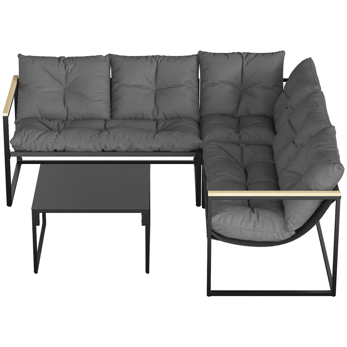 Muebles De Jardín Outsunny Metal, Textilene Gris 189x189x62 Cm_3