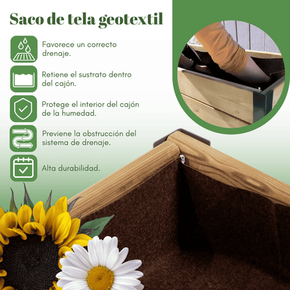 Jardinera Elevada De Madera Gris 90x40x90 Cm De Estructura Metálica Y Bandeja Recoge Aguas Mi Huerto Urban_3