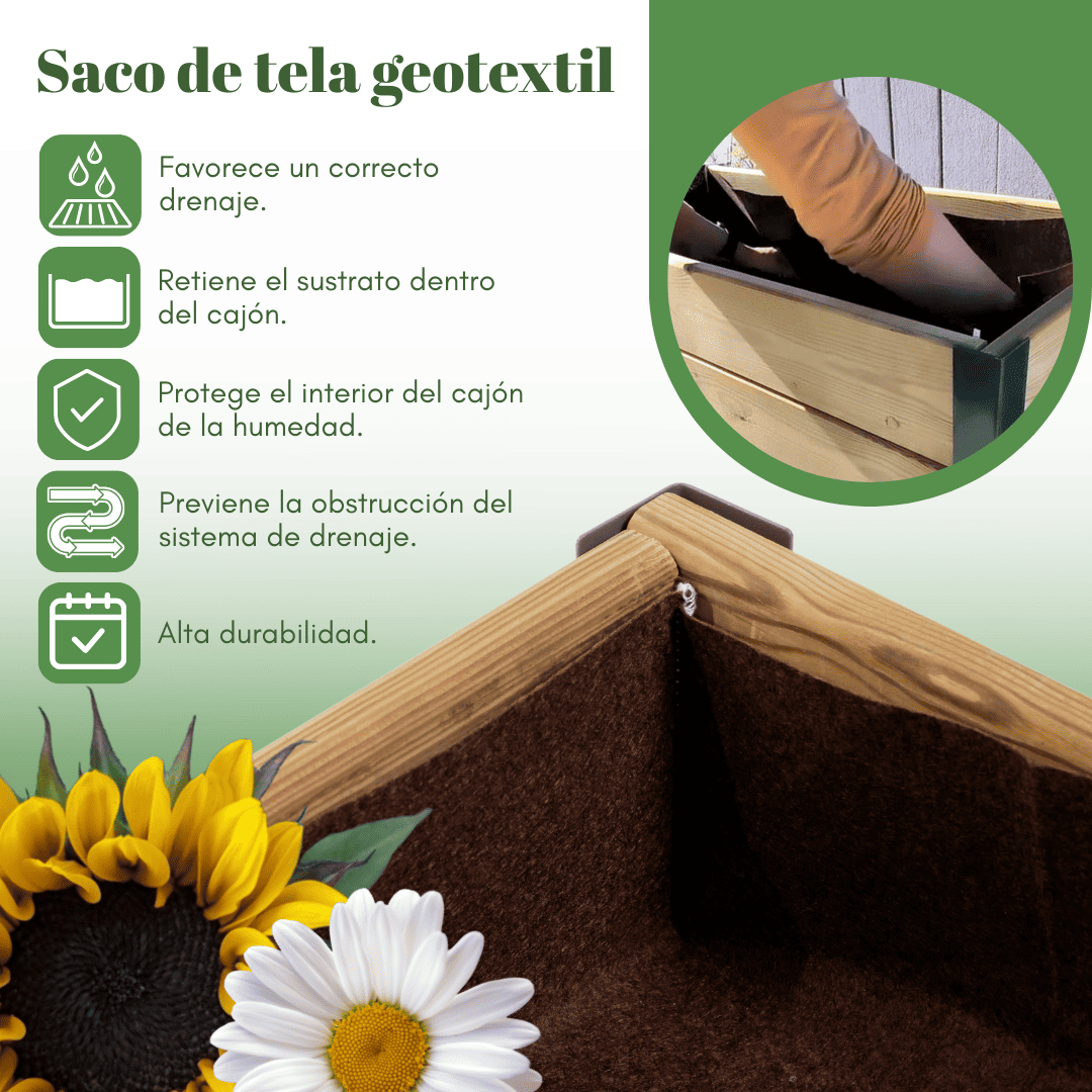 Jardinera Elevada De Madera Marrón 90x60x78 Cm De Estructura Metálica Y Bandeja Recoge Aguas Mi Huerto Urban_3