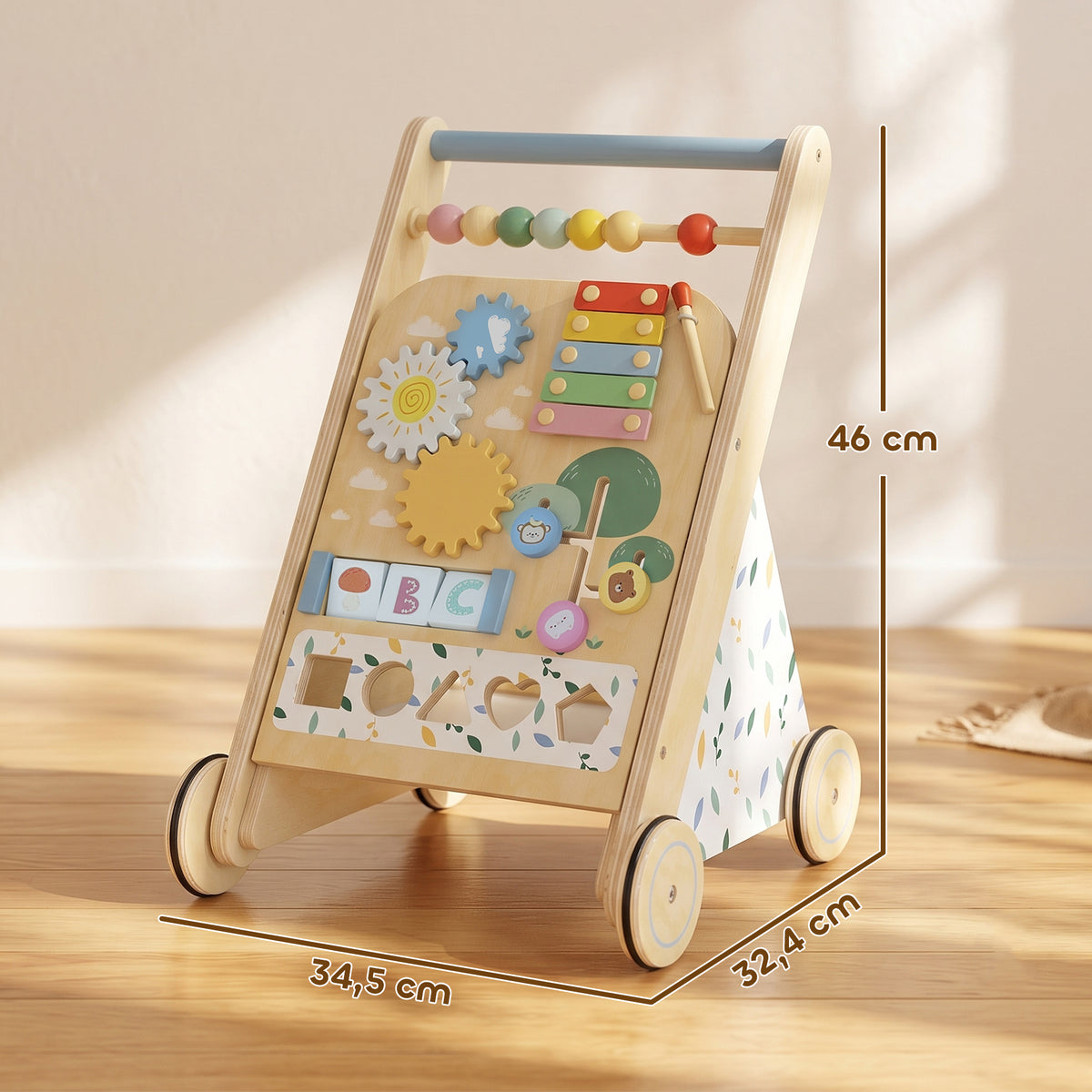 Andadera De Apoyo Para Bebés Aiyaplay Tablero Multicapa, Madera De Schima Superba Madera Natural 34.5x32.4x46 Cm_2