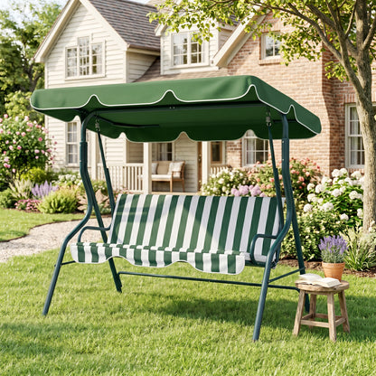 Columpio De Jardín Outsunny Acero, Poliéster Verde 170x110x153 Cm_3