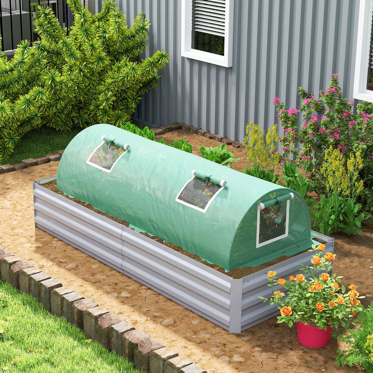 Invernadero Pequeño Outsunny Pe, Acero Verde 200x80x45 Cm_3
