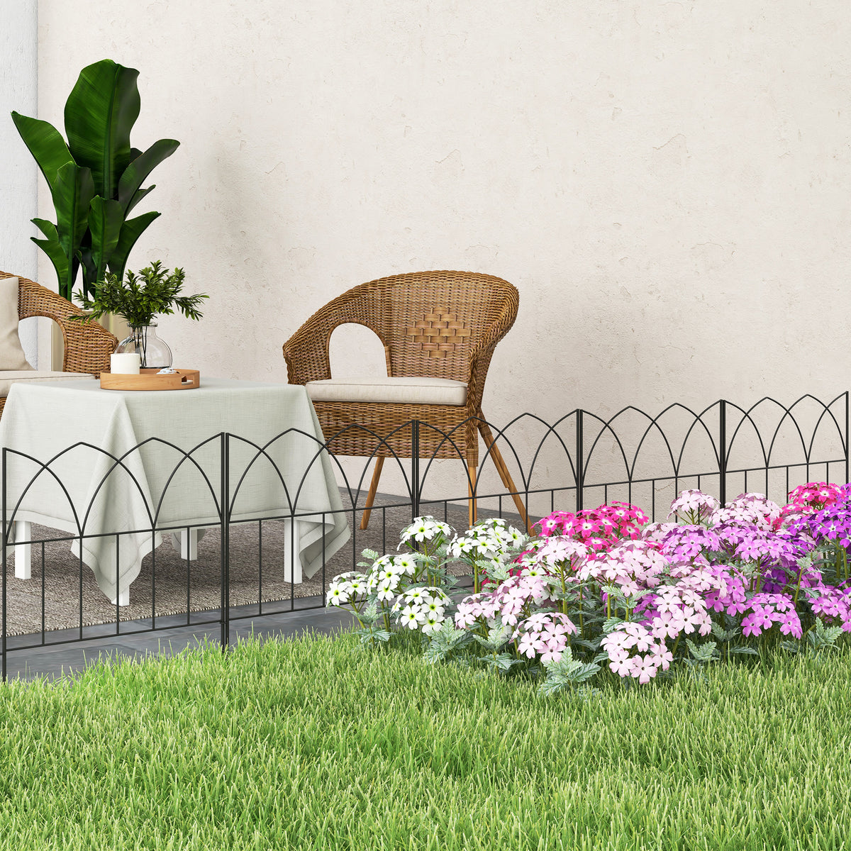 Vallas De Jardín Outsunny Metal Negro 205x45.5 Cm_1