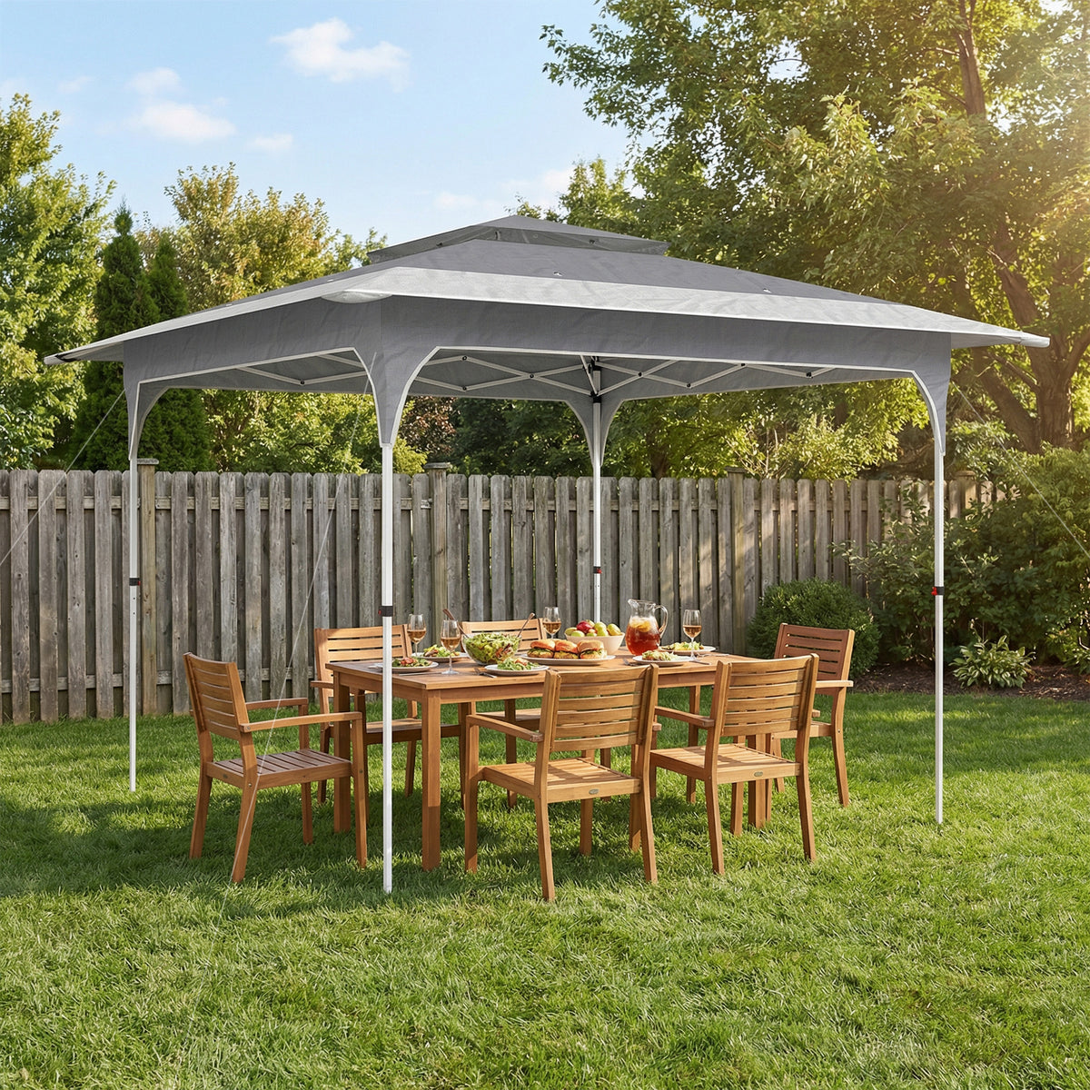 Carpa Plegable Outsunny Tela Oxford, Metal Gris Oscuro 352x352x278 Cm_1