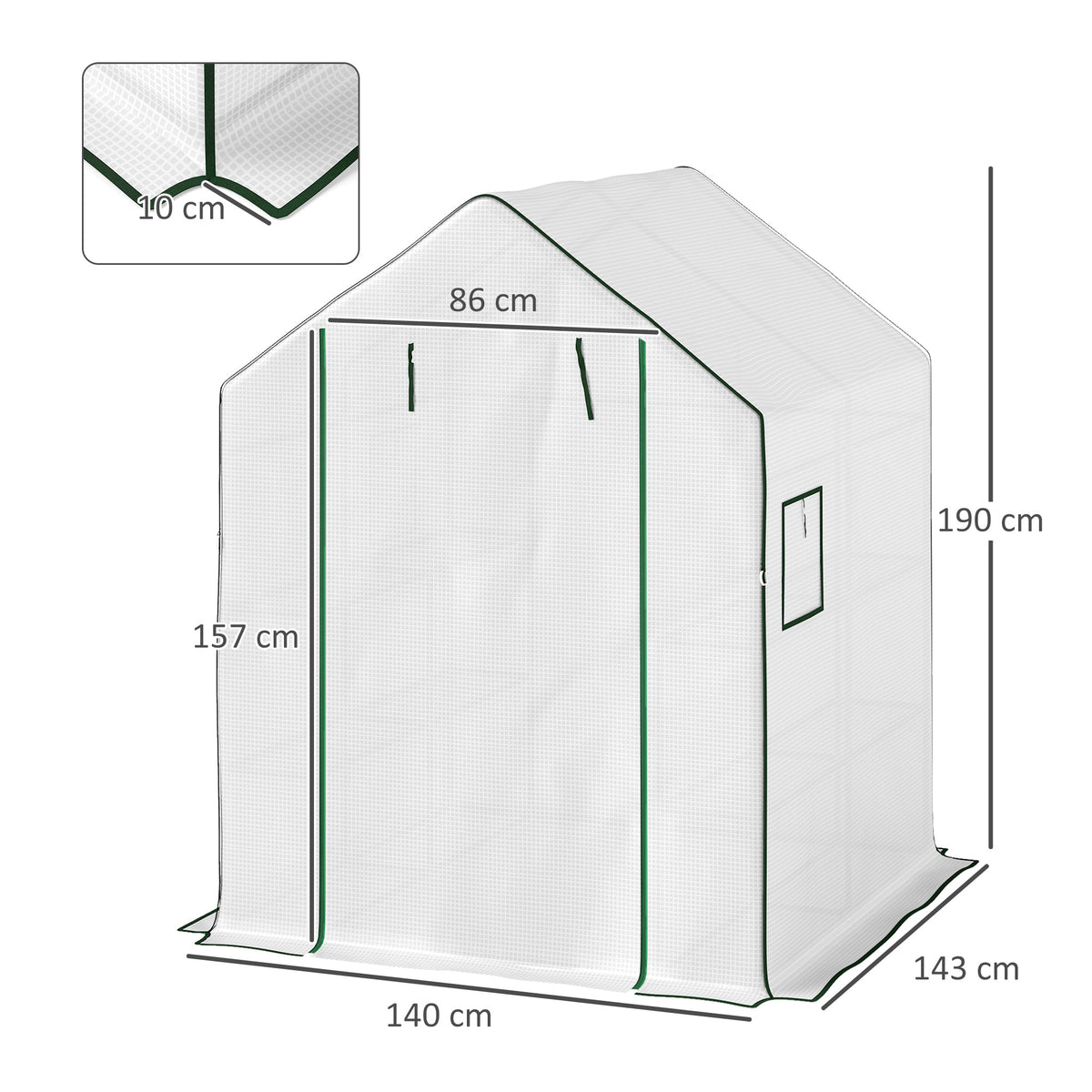 Invernadero De Jardín Outsunny Acero, Pe Blanco 140x143x190 Cm 845-932v02wt_2