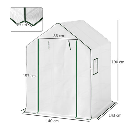 Invernadero De Jardín Outsunny Acero, Pe Blanco 140x143x190 Cm 845-932v02wt_2
