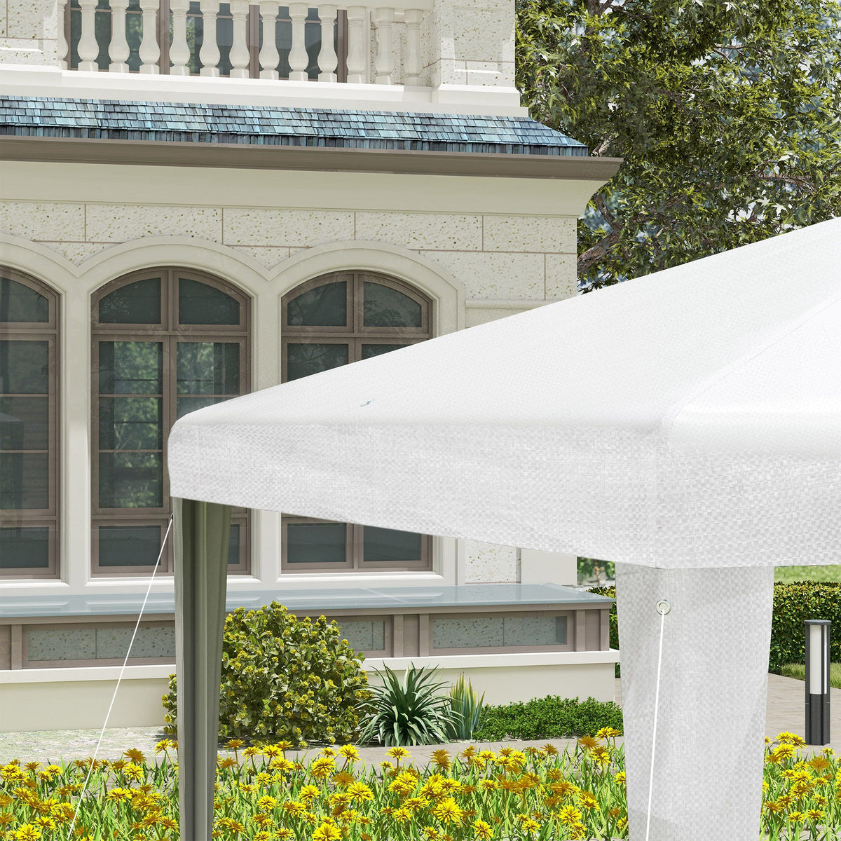 Carpa Desmontable Para Jardín Outsunny 293x293x252 Cm Blanco_4