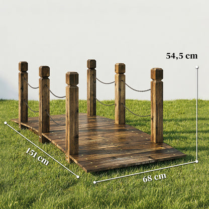 Puente De Jardín Outsunny Madera De Abeto Carbonizado 151x68x54.5 Cm_2