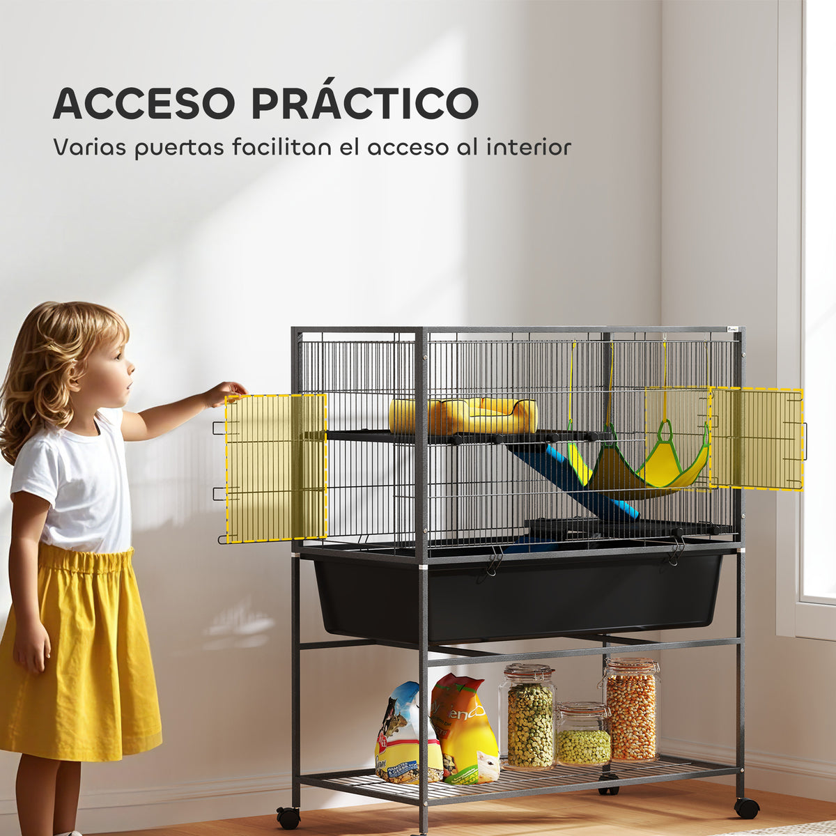 Jaula Para Animales Pawhut Acero, Pp Gris Oscuro 88x48x102 Cm_5