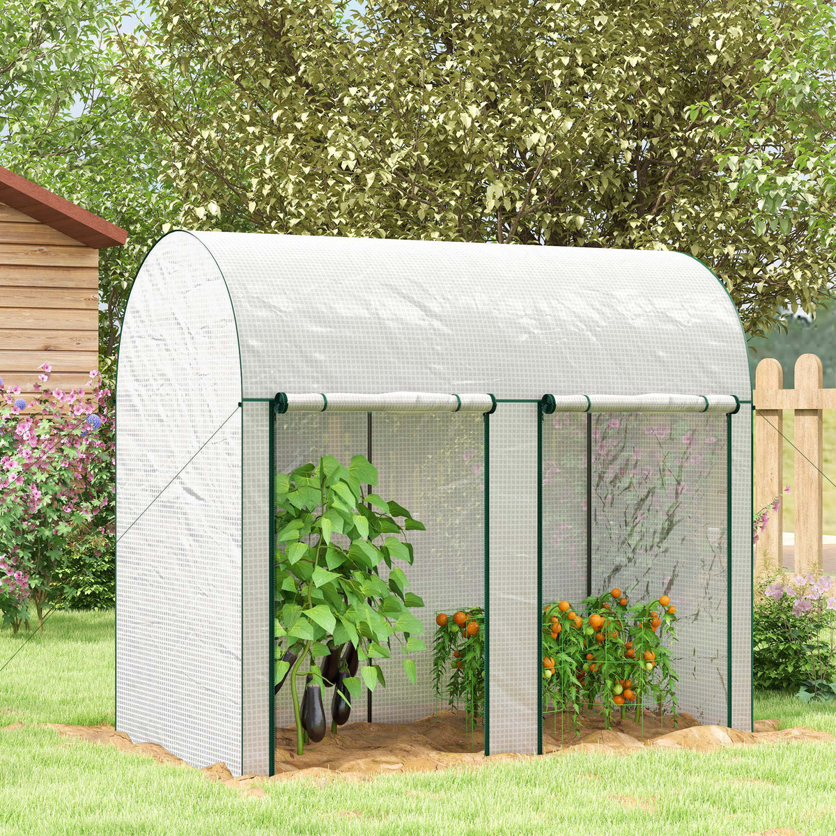Invernadero Outsunny Acero, Pe Blanco 200x100x178 Cm_1