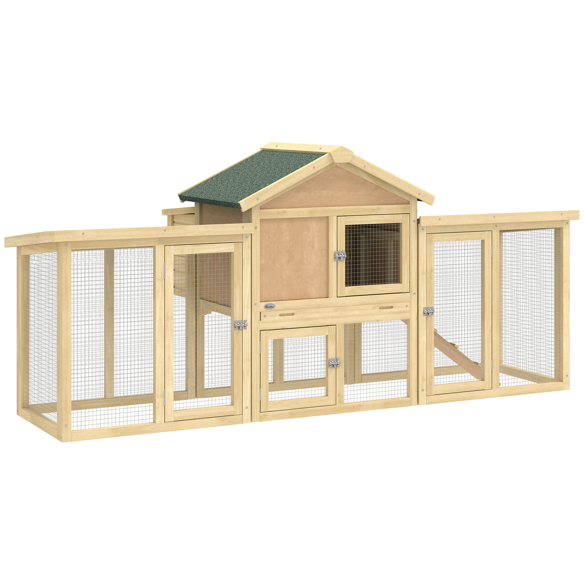 Gallinero Pawhut Madera De Abeto Madera Natural 204x85x93 Cm_0