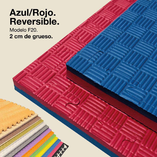 Tatami Puzzle 2cm 100x100cm – Superficie 5 Líneas Rojo/azul Jowy_0