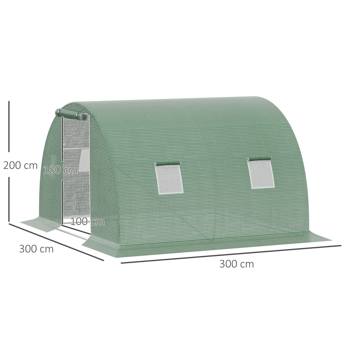 Invernadero De Túnel Outsunny Pe, Acero Galvanizado Verde 300x300x200 Cm 845-619_2