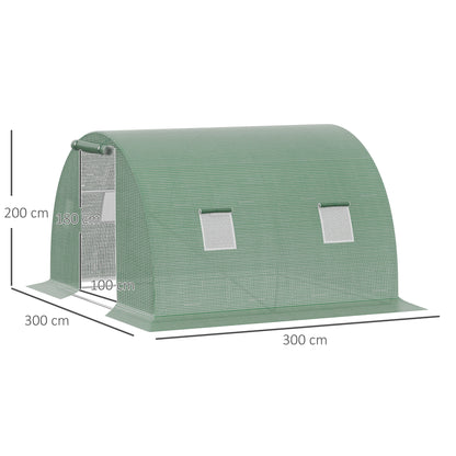 Invernadero De Túnel Outsunny Pe, Acero Galvanizado Verde 300x300x200 Cm 845-619_2