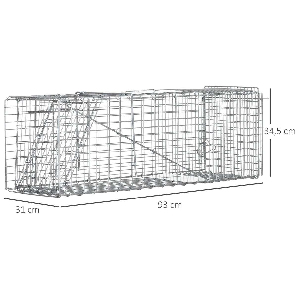 Trampa Para Animales Outsunny Acero Plata 93x31x34,5 Cm_2