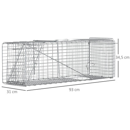 Trampa Para Animales Outsunny Acero Plata 93x31x34,5 Cm_2