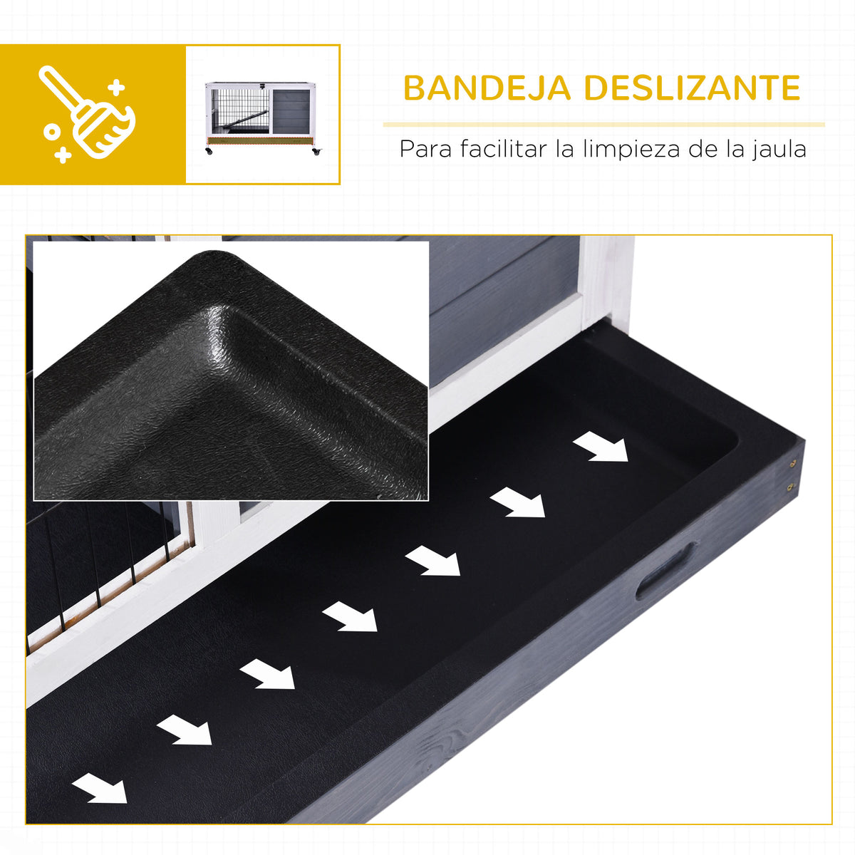 Jaula Para Conejos De Madera Pawhut Multicolor 90x53x59 Cm_5