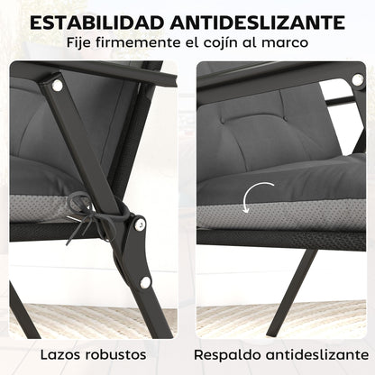 Cojines Para Sillas Outsunny Poliéster, Algodón Gris Oscuro 111.5x53x8 Cm_5
