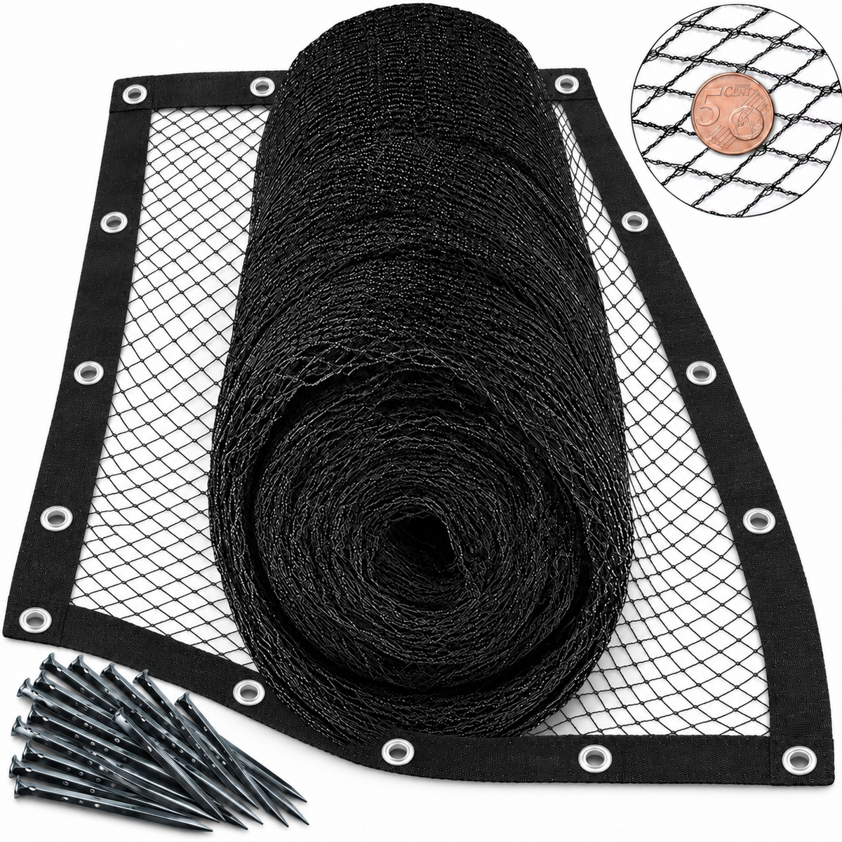 Cover Net Red Estanque 6x5m - Malla 10mm - Negro/verde - Con Estacas_0