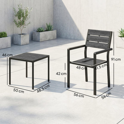 Conjunto De Bistró Outsunny Metal, Hdpe Negro 56x56x91 Cm_2