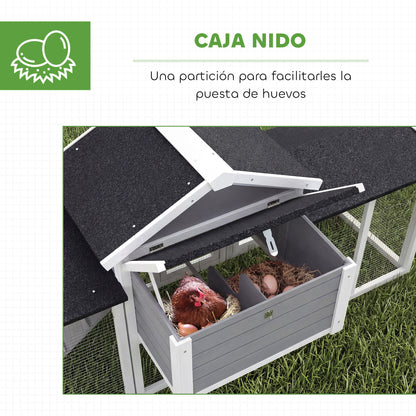 Gallinero Pawhut Madera De Abeto Gris 204x85x93 Cm_5
