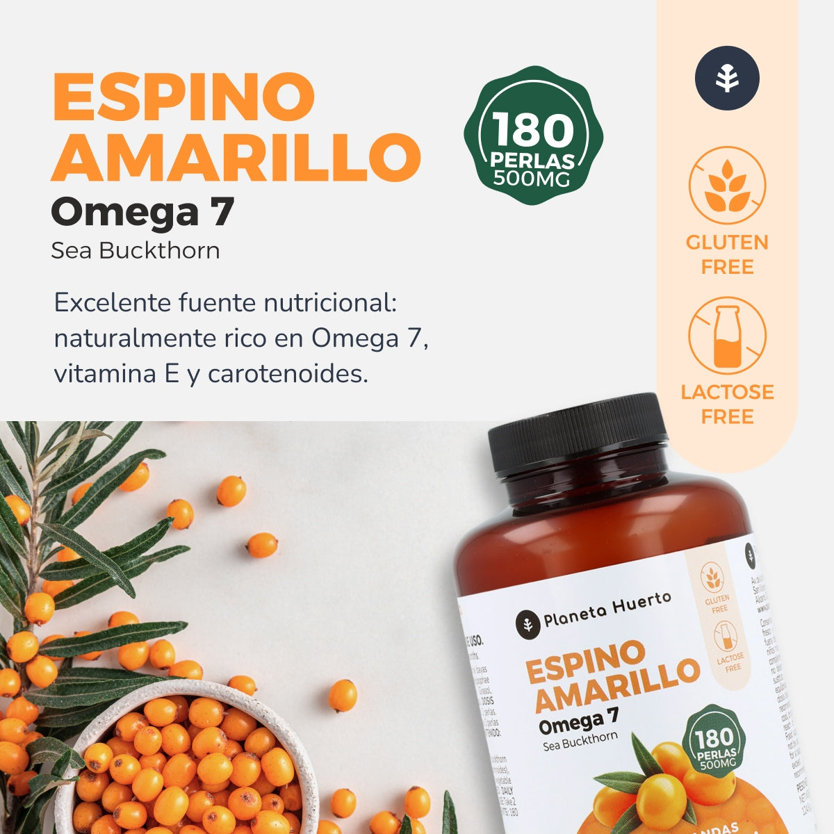 Pack 2x Omega 7 Espino Amarillo Planeta Huerto 180 Perlas
