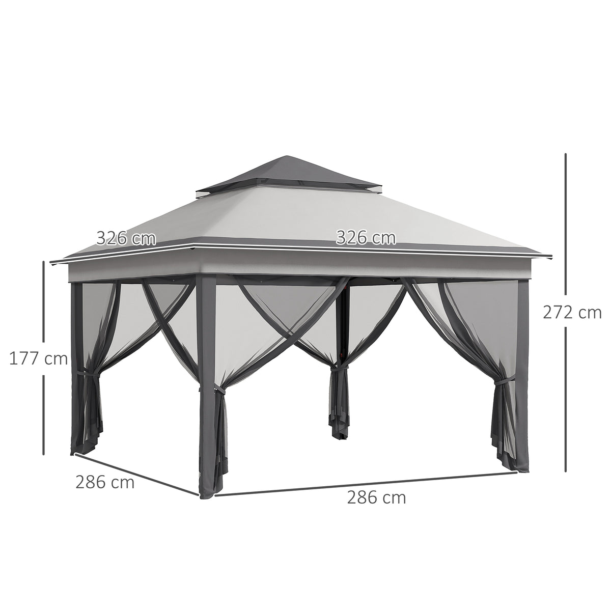Carpa Plegable Outsunny Acero, Tela Oxford Gris 326x326x272 Cm_2