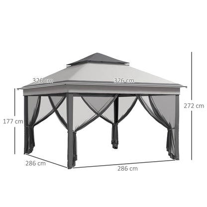 Carpa Plegable Outsunny Acero, Tela Oxford Gris 326x326x272 Cm_2
