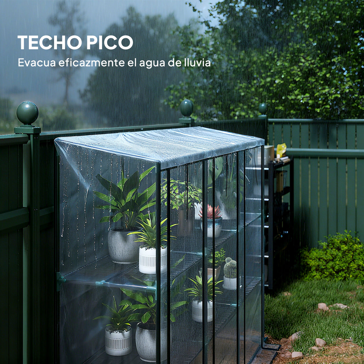 Invernadero Pequeño Outsunny Acero, Plástico Transparente 215x46x151 Cm_3