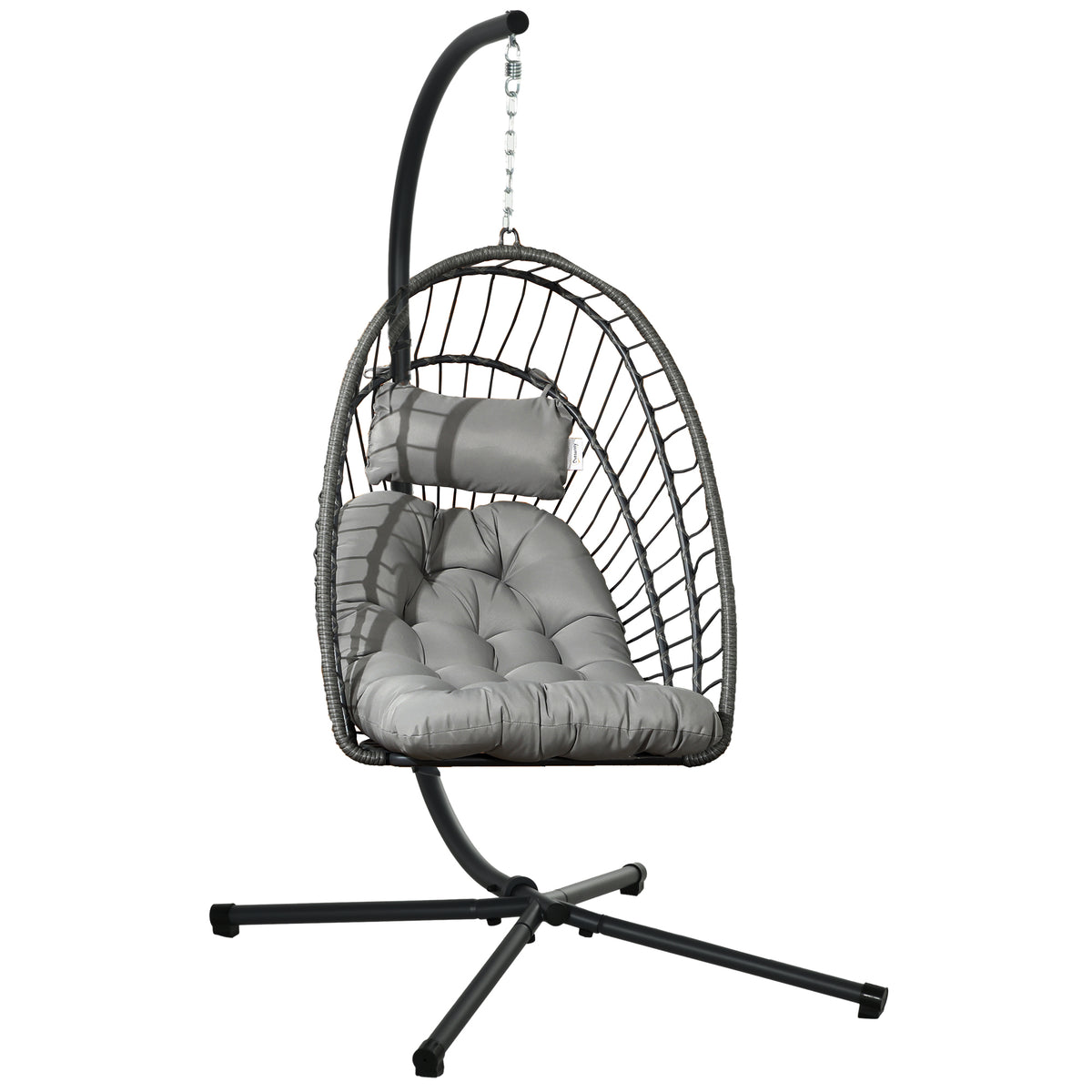 Silla Colgante Outsunny Acero, Pe Gris Oscuro 100x131x194 Cm_0